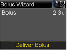 Select Deliver bolus screen