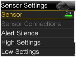 Select sensor screen