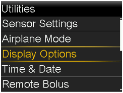 Select Display Options screen