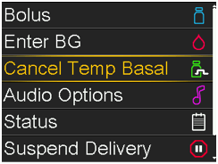 Select cancel Temp Basal screen