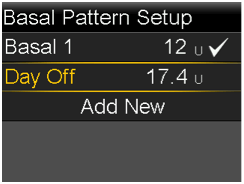 Basal Pattern Setup screen