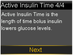Review Active Insulin Time description screen