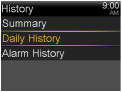 Select Daily History screen