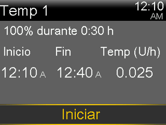 Select Starting a Preset Temp Basal rate screen