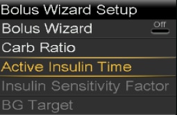 select Active Insulin Time screen