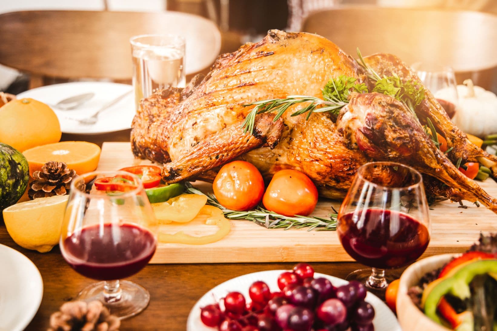 Thanksgiving food on a table