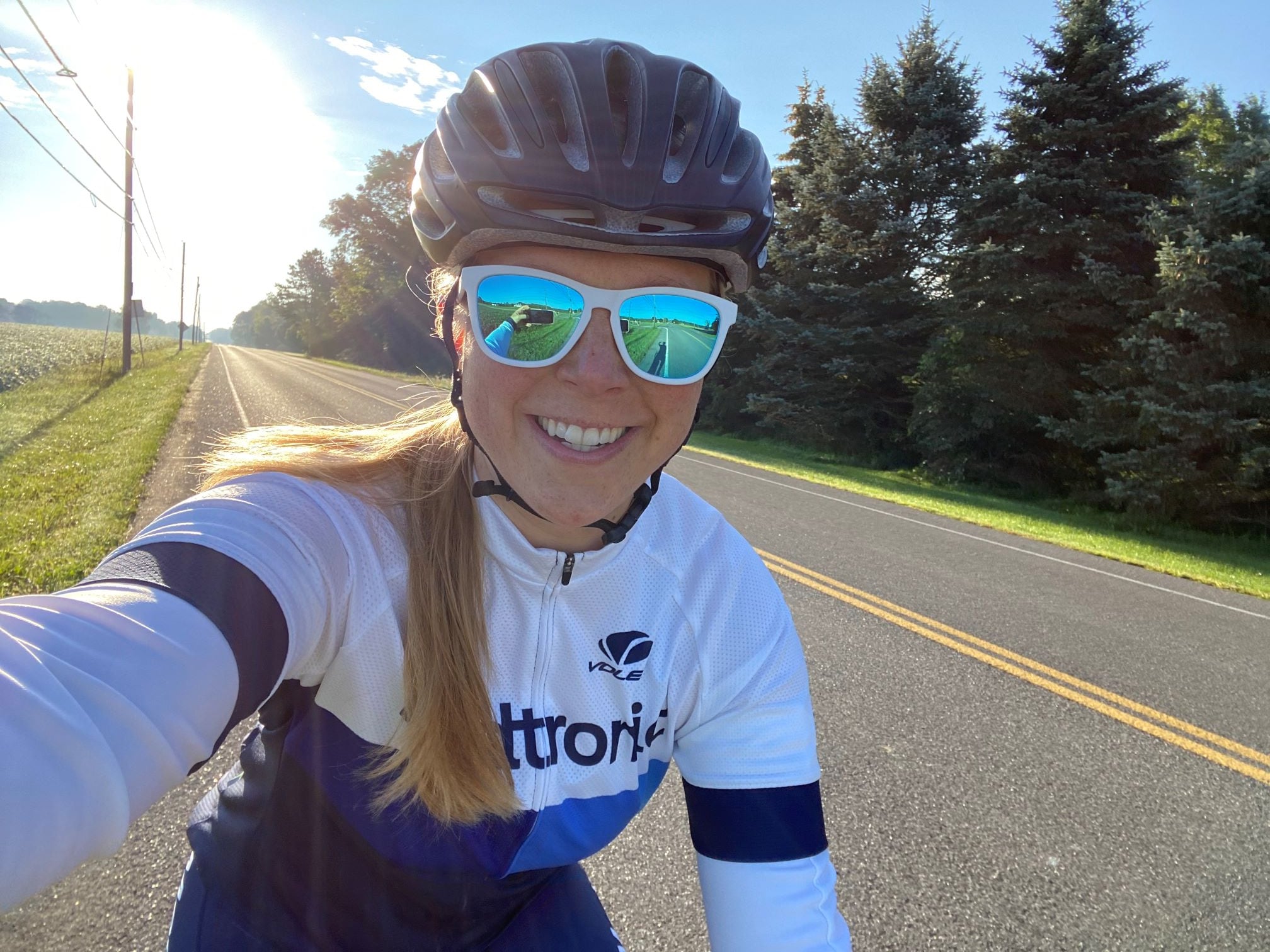 Medtronic Champion Heidi selfie on a bike