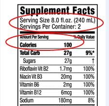 Supplement Facts label with serving size circled